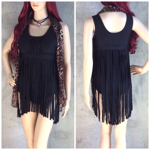 🌺 PADDED FRINGE SWIM SUIT ONE PIECE WEAR SKIRT - Picture 3 of 8